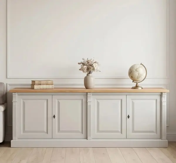 Bufet mare cu 4 usi, blat stejar, BAS, Colectia Diectoire cu finisaj Dublu color