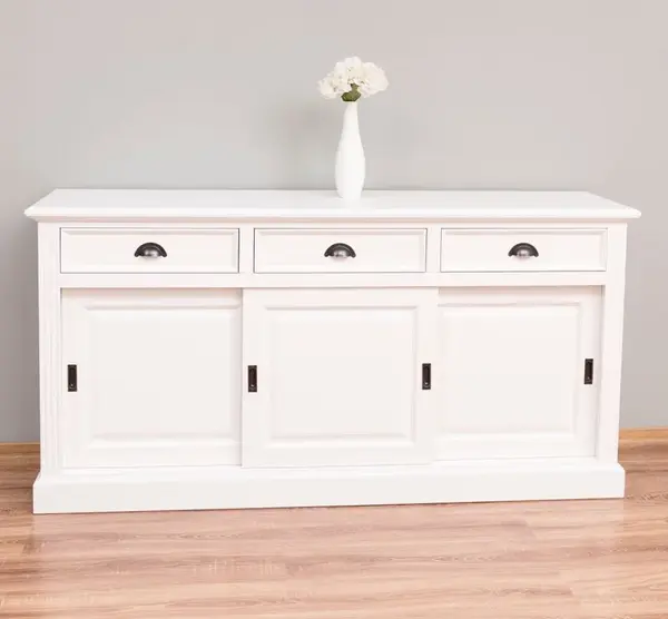 Buffet cu 3 usi glisante si 3 sertare BAS, cu dim. 176x49x88, din MDF cu finisaj Vopsit antichizat