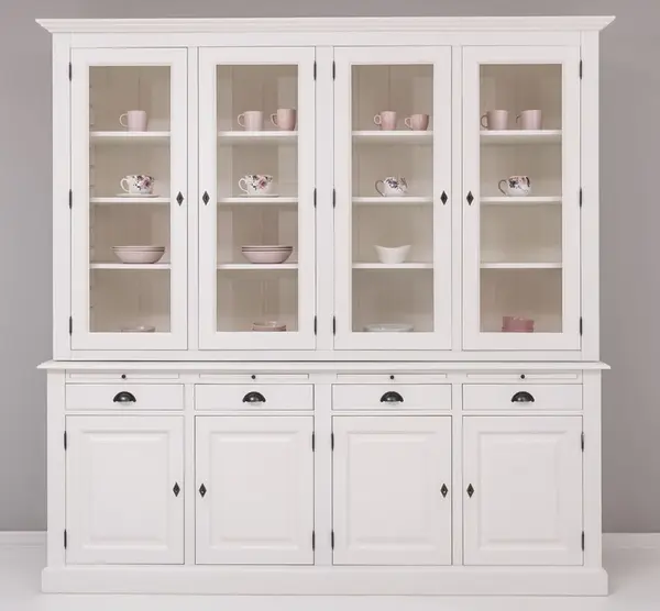 Buffet cu 4 usi si 4 sertare BAS + buffet cu 4 usi SUP, din MDF - Culoare_P039 - VOPSIT cu finisaj Vopsit