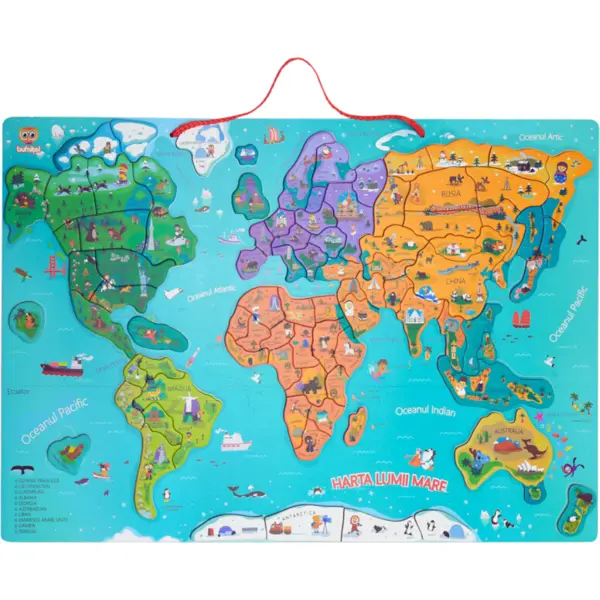 Bufnitel Harta lumii mare - puzzle magnetic (lb.romana)