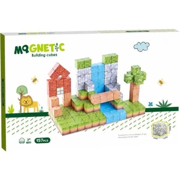Bufnitel Set de constructie magnetic Bufnitel Cuburi magnetice - In natura 157 piese (2.5 cm)