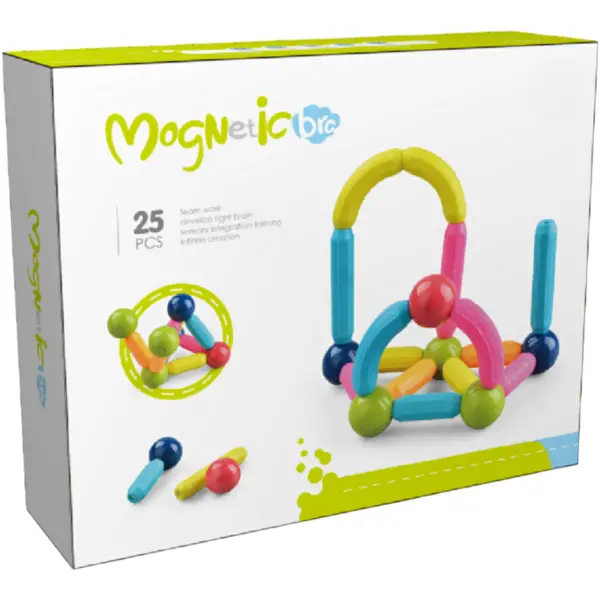 Bufnitel Set de constructie magnetic Bufnitel Forme 3D (25 piese), Jucarie educativa
