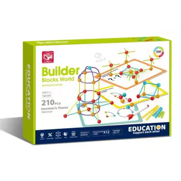 Bufnitel Set de constructie STEAM - Forme 3D (210 piese)