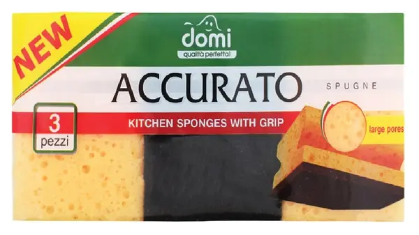 Bureți de bucătărie cu canal Domi - Accurato, 3 bucăți, galben