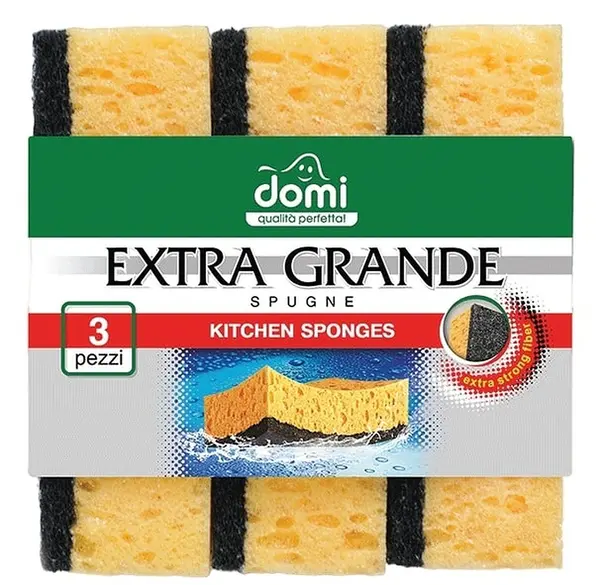 Bureți de bucătărie Domi - Accurato, 3 bucăți, galbene