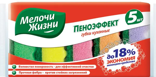 Bureți de bucătărie Melochi Zhizni - 5 bucăți, multicolore