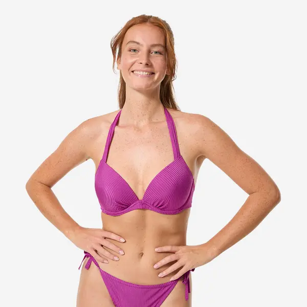Bustieră de baie push up cu bureți ficși Elena Folk Mov Damă