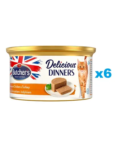 BUTCHER'S Classic Delicious Dinners 6x85 g mousse pisica, pui si curcan