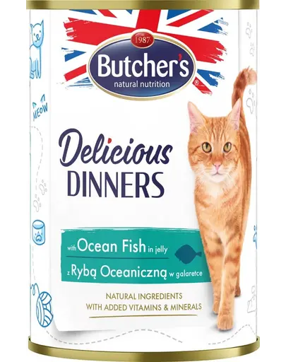 BUTCHER'S Delicious Dinners hrana umeda pisici, peste in jeleu, conserva 400g