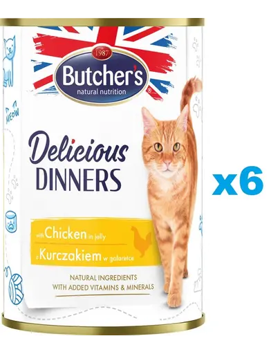 BUTCHER'S Delicious Dinners pui in aspic, hrana pisici 6 x 400g