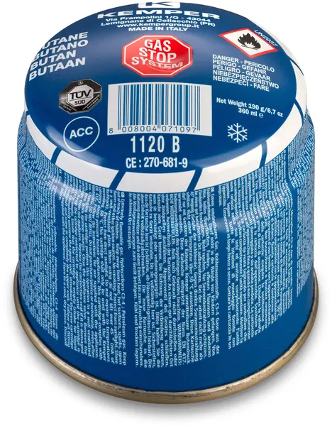 Butelie de gaz Kemper – 1120B, 190 g, 360 ml, cu sistem Stop Gas