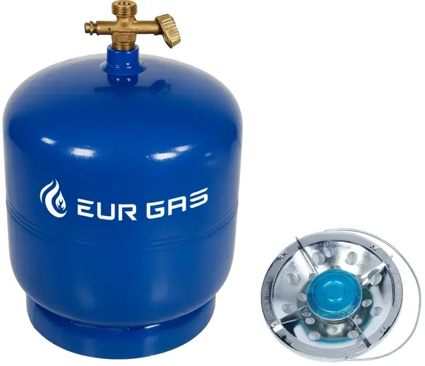 Butelie Voiaj 5kg 12L EurGas cu Arzator, Butelie Gaz Portabila pentru Camping, Gradina si Uz Casnic