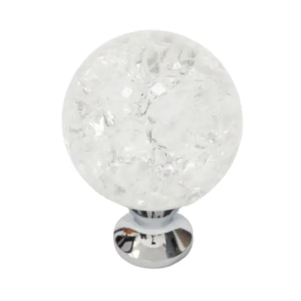 Buton Cristal Model Fi30 Sferic, Finisaj Crom Lucios/Transparent