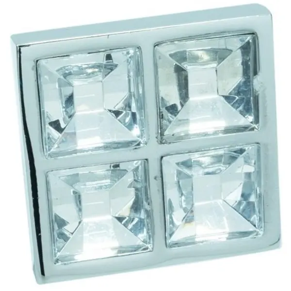 Buton Cristal Model Kubera, Finisaj Crom Lucios/Transparent