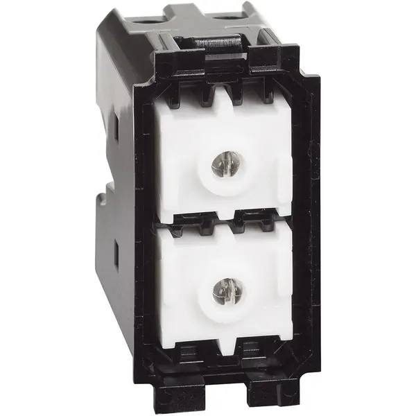 Buton dublu 1P(NO)+1P(NO), interblocat pentru storuri, neiluminabil 1M Bticino Living Now K4037 / K4037N, alb, negru