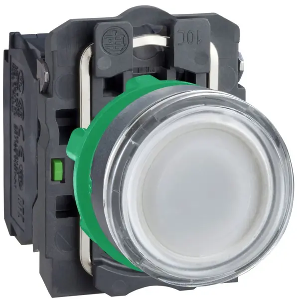 Buton iluminat alb 22, incastrat, revenire cu arc, 24V, 1No+1Nc Schneider XB5AW31B5