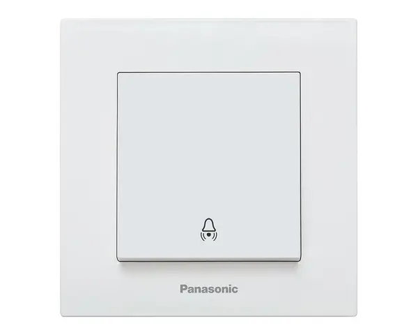 Buton sonerie, montaj incastrat, 220V 10 A, IP20, alb, protectie impamantare, Karre Plus Panasonic P-KPZ