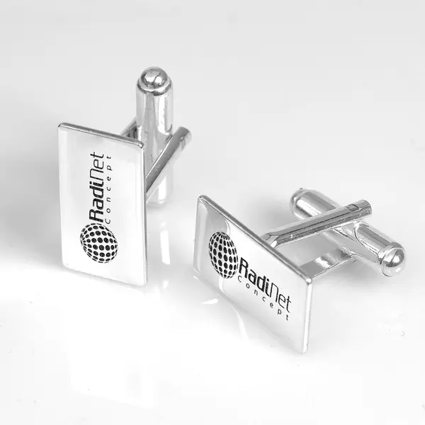 Butoni argint gravati, personalizati, RECTANGLE