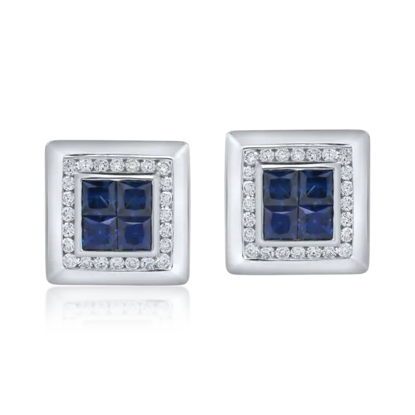 Butoni din aur alb cu onix de 1.7ct si diamante de 0.8ct