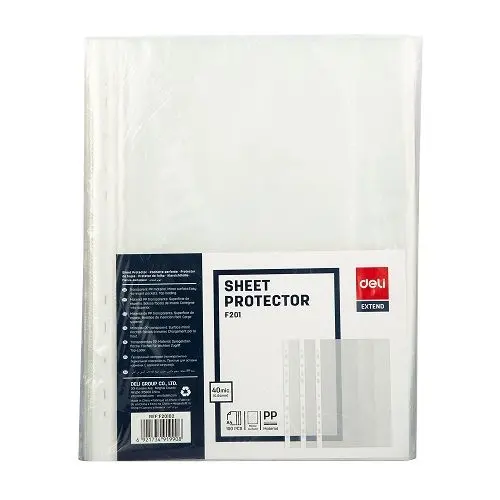 Buzunar perforat Deli Start - A4, 40 mic, 100 buc