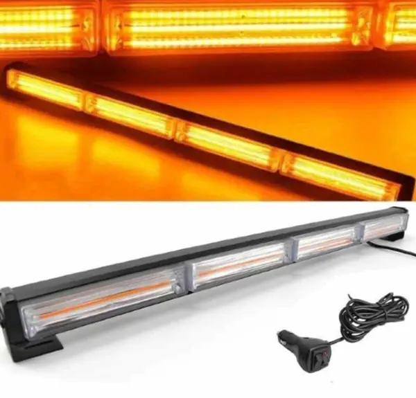 BZRSH Bara Girofar 4 COB 72W 1920 Lumeni Stroboscop 12-24V IP65 Buton 440mm Galben