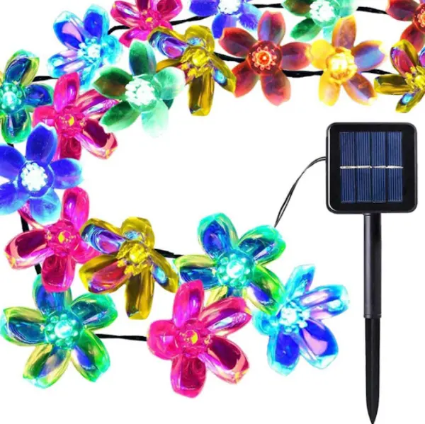 BZRSH Ghirlanda Solara 50 LED Flori Cirese Multicolor 5m 8 Moduri 600mAh