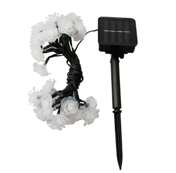 BZRSH Instalatie Solara Gradina Flori Trandafir 50 LED Alb Cald 5m