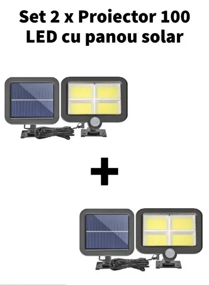 BZRSH Proiector Solar 100 LED Senzor Miscare 3 Moduri Rezistent Apa 2