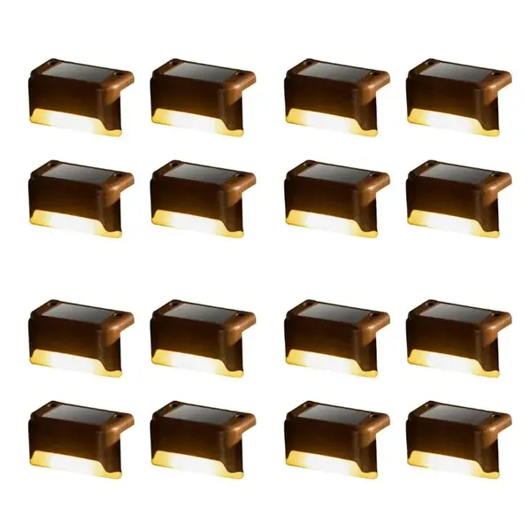 BZRSH Set 16 Lampi Solare Trepte si Gard - 5W, LED Alb Cald, IP65, 8 4,5 4,4 cm