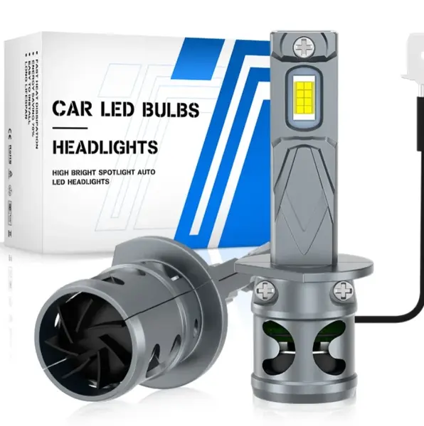 BZRSH Set 2 Becuri Auto LED H1 Canbus 120W 6000K 10000lm 12V cu Ventilator