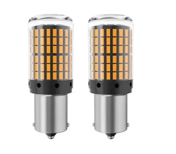 BZRSH Set 2 Becuri LED BA15S 1156 P21W 144 SMD Galben Semnalizare Auto 12V