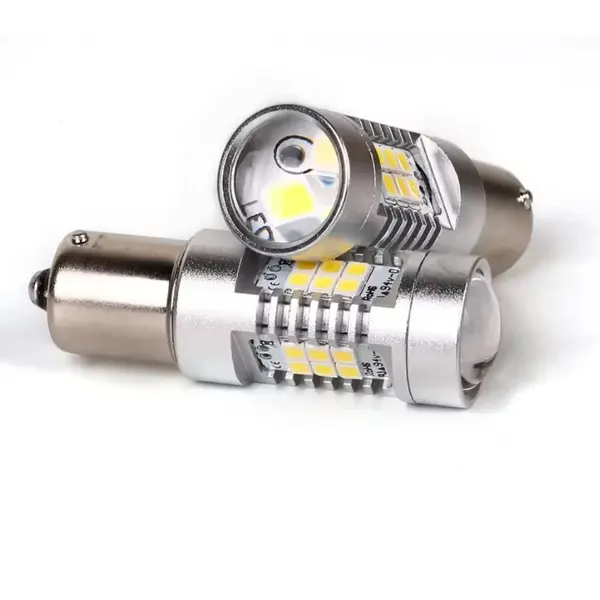 BZRSH Set 2 Becuri LED cu Lupa 1156 BA15S P21W 27 LED 6000K Alb Rece Universal