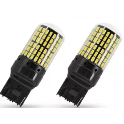 BZRSH Set 2 Becuri LED T20 W21W 144 LED Alb Rece 12V Marsarier Semnalizare Frana