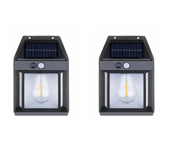 BZRSH Set 2 Lampi Solare Perete Senzor Miscare 3 Moduri Lumina Calda Exterior