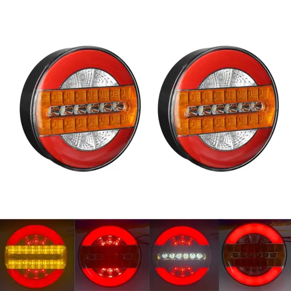 BZRSH Set 2 Stopuri LED Spate 140mm 140mm 12-24V Semnalizare Dinamica Rosu Galben Portocaliu