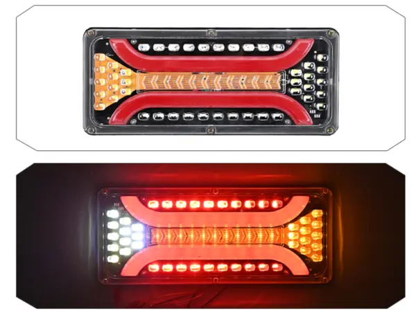 BZRSH Set 2 Stopuri LED Spate Triple 12-24V Semnalizare Dinamica Secventiala 33cm