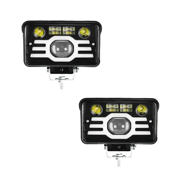 BZRSH Set 2x Proiector LED Bicolor Lupa 132W 9600 Lumeni Alb-Galben Off-Road