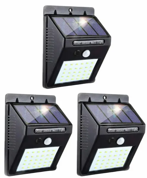 BZRSH Set 3 Lampi Solare 100 LED Senzor Miscare Lumina 120 IP65 ABS Monocristalin
