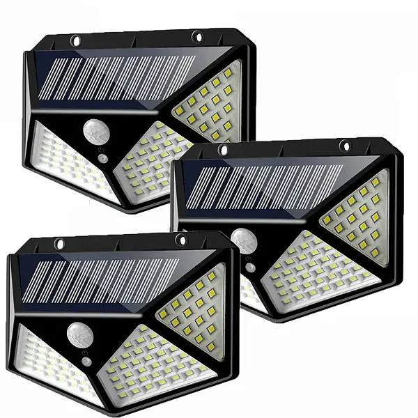 BZRSH Set 3 Lampi ULTRA 100 LED IP65 Senzor Miscare 3 Moduri Solar Exterior