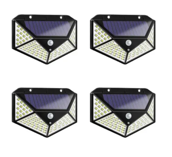 BZRSH Set 4 Lampi Solare 100 LED 600LM Senzor Miscare 3 Moduri 1800mAh IP65