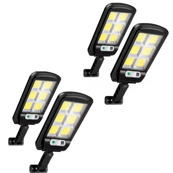 BZRSH Set 4 Lampi Solare 120 LED Senzor Miscare 3 Moduri Telecomanda Exterior