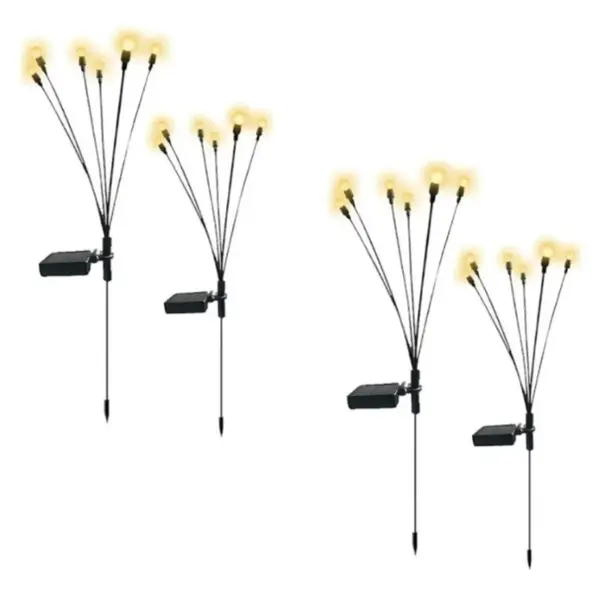 BZRSH Set 4 Lampi Solare 6 Bulbi LED 70cm Senzor Amurg Lumina Alba Calda