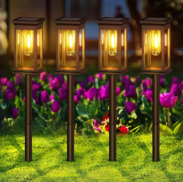 BZRSH Set 4 Lampi Solare LED Exterior 15lm 0.3W 800mAh IP65 55cm Negru