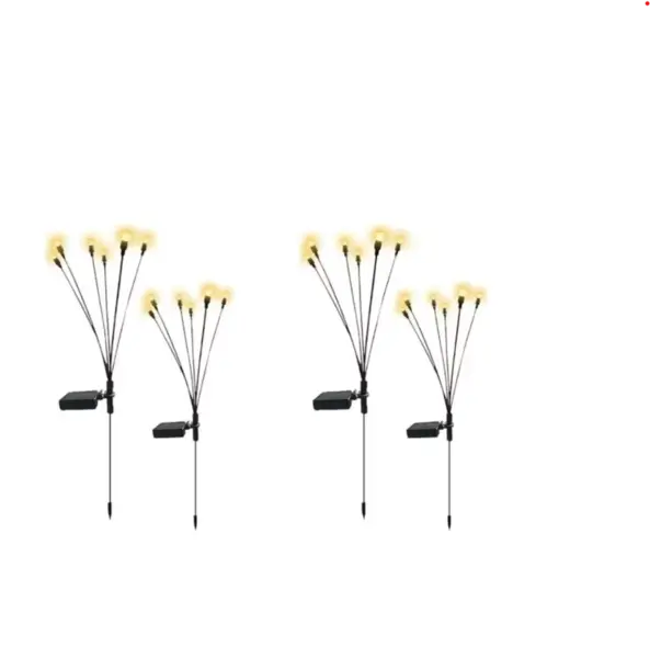 BZRSH Set 4 Lampi Solare Licurici 6 Bulbi Fiecare Lumina Alba Calda Gradina