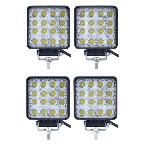 BZRSH Set 4 Proiectoare LED 48W 16 LED High Power IP67 Off-Road 12-24V Aluminiu
