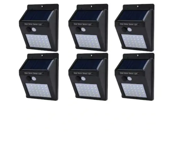 BZRSH Set 6 Lampi Solare Perete Iluminare Continua 30 LED Senzor Lumina