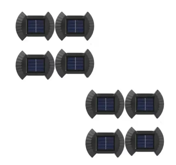 BZRSH Set 8 Lampi Solare LED Bidirectionale Gard Scari 200mAh IP65 6-8h ABS Negru