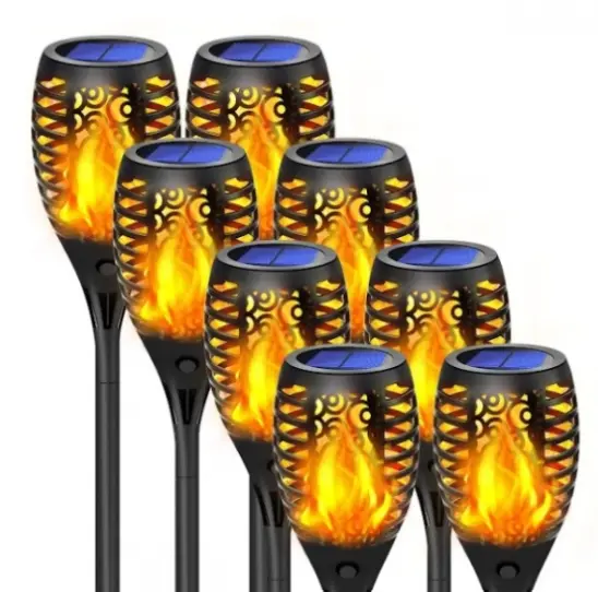 BZRSH Set 8 Lampi Solare Torta Efect Flacara 49cm LED Gradina Alee Terasa