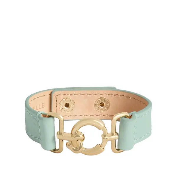 C-me grained leather bracelet aquamarine
