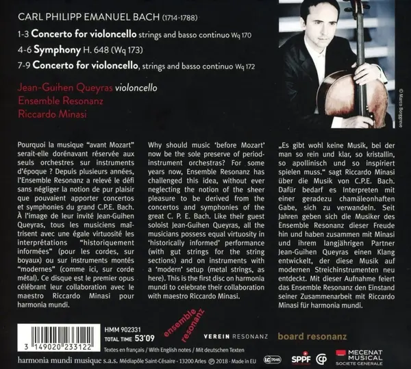 C.P.E. Bach: Cello Concerto & Symphonies | Jean-Guihen Queyras